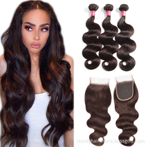 Wholesale Pre Colored Human Hair Bundles 2# Color Dark Brown 10A Grade Cuticle Aligned Virgin Brazilian Human Hair Extension